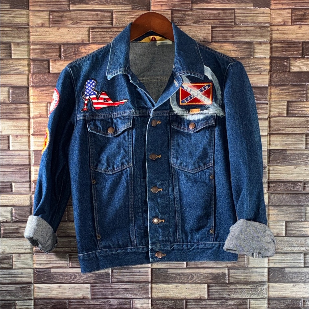 Vintage Women’s Small Rustler Embroidered Denim Jacket w/ Patches
